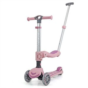 Imagine Trotineta pliabila cu 3 roti luminoase, ghidon reglabil si scaun detasabil, 3 in 1, Kick'n Roll, S6 Eco, Roz
