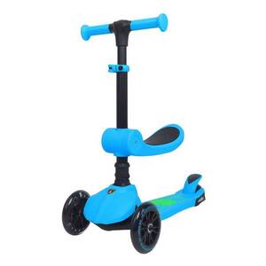 Imagine Trotineta pliabila cu 3 roti luminoase, ghidon reglabil si scaun retractabil, 2 in 1, Kick'n Roll, Lamborghini L5, Albastru