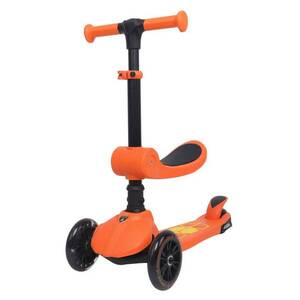 Imagine Trotineta pliabila cu 3 roti luminoase, ghidon reglabil si scaun retractabil, 2 in 1, Kick'n Roll, Lamborghini L5, Portocaliu