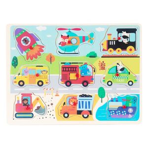 Imagine Puzzle din lemn, Vehicule, 9 piese