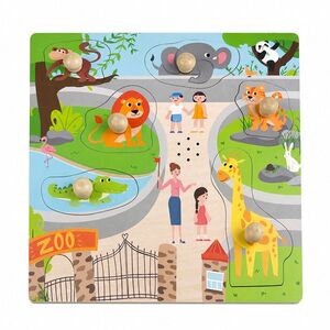 Imagine Puzzle din lemn cu sunete si lumini, Animale, 6 piese