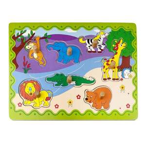 Imagine Puzzle din lemn, Animale din safari, 7 piese