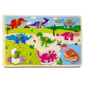 Imagine Puzzle din lemn, Dinozauri dragalasi, 9 piese