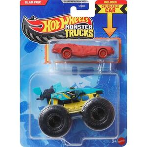Imagine Set 2 vehicule, Hot Wheels, Monster Truck, Slam Prix si Prix Collision, 1: 64, JJT57