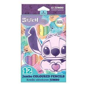 Imagine Creioane triunghiulare, Coolpack Jumbo, Disney Stitch, 12 culori