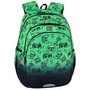 Imagine Ghiozdan cu 3 compartimente, Coolpack, Jerry, Game Over, Verde