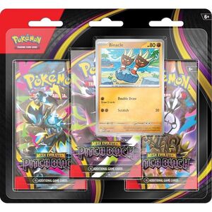Imagine Set 3 pachete de carti, Pokemon TCG, Mega Evolution, Pitch Black, Blister, Binacle
