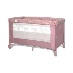 Imagine Patut pliabil, Lorelli Carina, 2 nivele, deschidere laterala cu fermoar, prevazut cu roti cu frana, Pink Stars