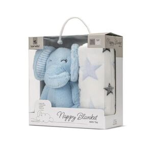 Imagine Paturica moale cu jucarie din plus, Lorelli Nappy, 90 x 75 cm, Elefant, Blue