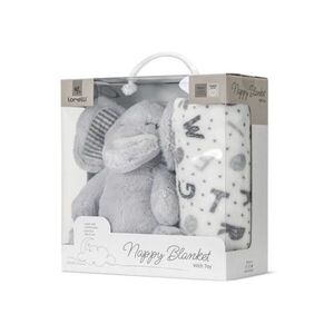 Imagine Paturica moale cu jucarie din plus, Lorelli Nappy, 90 x 75 cm, Elefant, Grey