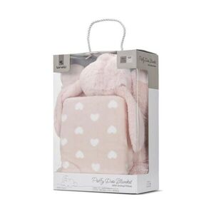 Imagine Set 2 piese, Lorelli, paturica moale 90 x 75 cm, pernuta in forma de iepuras 45 x 30 cm, Poffy, Pink