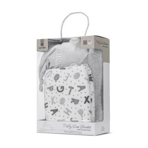 Imagine Set 2 piese, Lorelli, paturica moale 90 x 75 cm, pernuta in forma de ursulet 45 x 30 cm, Poffy, Grey