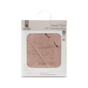 Imagine Prosop de baie cu gluga si broderie, Lorelli, 90 x 90 cm, bumbac, Smoke Rose