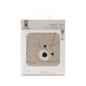 Imagine Prosop de baie cu gluga si broderie, Lorelli, 90 x 90 cm, bumbac, Soft Beige