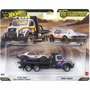 Imagine Transportator cu masinuta Hot Wheels, Car Culture Team Transport, 67 Off Road Tout-Terrain Camaro si Terra-Torque, JHX93
