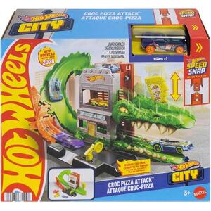 Imagine Set de joaca cu masinuta, Hot Wheels City, Croc Pizza Attack, JHL93
