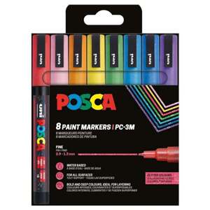 Imagine Set markere Posca, UNI PC-3ML, 0.9-1.3 MM, cu sclipici, 8 culori