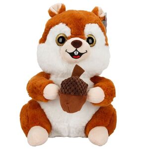 Imagine Jucarie de plus, Puffy Friends, Veverita cu ghinda, Maro inchis, 30 cm