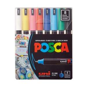 Imagine Set markere Posca, UNI PC-1MR, 0.7 MM, Varf Fin Metalic, 8 culori