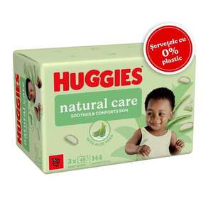 Imagine Servetele umede Huggies, BW Natural Care, zero plastic, Triplo, 3 x 48 buc
