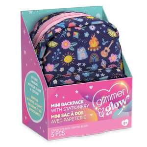 Imagine Mini ghiozdanel cu accesorii de papetarie, Glimmer & Glow, 5 piese