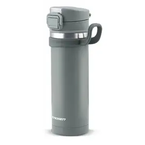 Imagine Termos cu vid Berdsen Gri 450 ml, interior din otel inoxidabil, maner practic, capac cu blocare, baza antialunecare