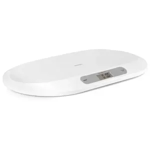 Imagine Cantar electronic pentru bebelusi Berdsen Alb cu unitati de masura multiple, ecran LCD, capacitate maxima 20kg, forma ergonomic, functie Hold, indicator baterie descarcata