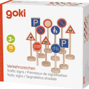Imagine Set 15 semne de circulatie din lemn pentru copii Goki