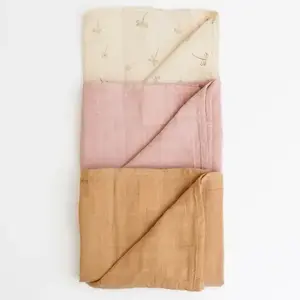 Imagine Set 3 museline multifunctionale din bumbac organic 60x60 cm Onino Hug.me Pure bloom
