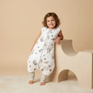 Imagine Sac de dormit cu picioare BabySteps Teddy white din bumbac 1 Tog 6-12 luni