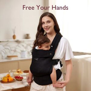 Imagine Marsupiu ergonomic si usor PureHug Cozy negru Momcozy
