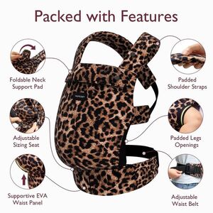 Imagine Marsupiu ergonomic si usor PureHug Cozy Leopard animal print Momcozy