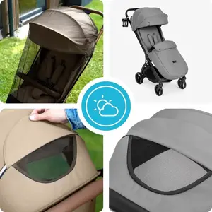 Imagine Carucior pentru copii Kidnort Sjooter Grey, pliabil, compact, spatar reglabil, copertina pliabila si impermeabila UV50+, compatibil avion, roti cu suspensie, accesorii incluse, pana la 22 kg