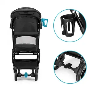 Imagine Carucior pentru copii Kidnort Sjooter Black, pliabil, compact, spatar reglabil, copertina pliabila si impermeabila UV50+, compatibil avion, roti cu suspensie, accesorii incluse, pana la 22 kg