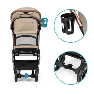 Imagine Carucior pentru copii Kidnort Sjooter Beige, pliabil, compact, spatar reglabil, copertina pliabila si impermeabila UV50+, compatibil avion, roti cu suspensie, accesorii incluse, pana la 22 kg
