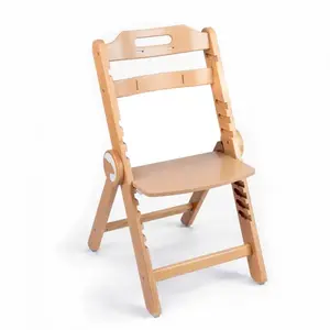 Imagine Scaun de masa pentru copii, Kidnort Drommer Unique Maro, pliabil, structura din lemn, cu 9 configuratii de inaltime, centura de siguranta in 5 puncte, pana la 75 kg, dimensiune 59 x 46 x 79.5 cm, perna de sezut inclusa