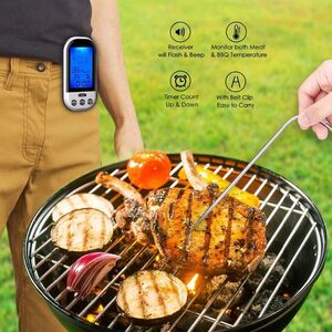 Imagine Termometru digital de bucatarie prevazut cu sonda, citire instantanee, wireless, ecran lcd