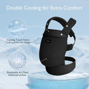 Imagine Marsupiu ergonomic negru Momcozy Air Mesh cozy si usor