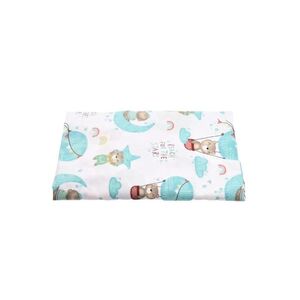 Imagine Set 2 cearsafuri pentru patut 120x60 cm din bumbac Bleu ursuleti in balon