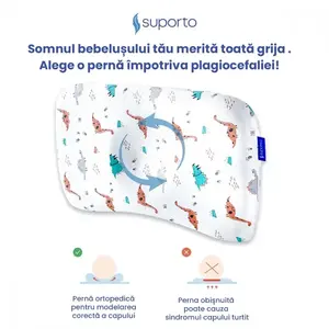Imagine Perna ortopedica pentru bebelusi 8-24 luni Suporto Baby Dinozauri impotriva plagiocefaliei