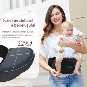 Imagine Hip seat cu perna pentru sold cu suport lombar pentru parinti Momcozy negru