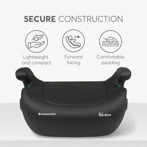 Imagine Inaltator auto cu isofix Kikkaboo i-Tip 2 i-SIZE Black 125-150 cm, suport pahar inclus, centura de ghidaj, husa lavabila, cotiere, certificat R129