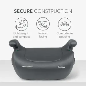 Imagine Inaltator auto cu isofix Kikkaboo i-Tip 2 i-SIZE Dark Grey 125-150 cm, suport pahar inclus, centura de ghidaj, husa lavabila, cotiere, certificat R129