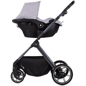 Imagine Carucior 3 in 1 pentru copii Chipolino Pearl Platinum, transformabil, reversibil, roti cu suspensii, geanta pentru infasat, greutate admisa 22 kg