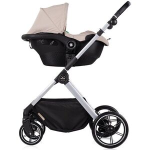 Imagine Carucior 3 in 1 pentru copii Chipolino Pearl Latte, transformabil, reversibil, roti cu suspensii, geanta pentru infasat, greutate admisa 22 kg