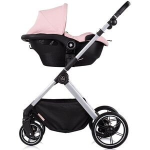 Imagine Carucior 3 in 1 pentru copii Chipolino Pearl Powder Pink, transformabil, reversibil, roti cu suspensii, geanta pentru infasat, greutate admisa 22 kg