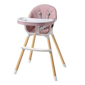 Imagine Scaun de masa pentru copii Procart Roz Pudra, suport pentru picioare, tavita si husa, centura 5 puncte