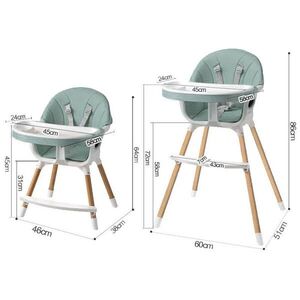 Imagine Scaun de masa pentru copii Procart Verde Menta, suport pentru picioare, tavita si husa, centura 5 puncte