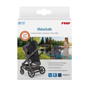 Imagine Copertina protectie solara carucior copii, UV 50+, parasolar universal reglabil, protectie vant si ploaie, material elastic, montare rapida, Reer ShineSafe
