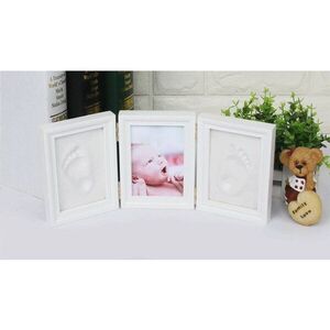 Imagine Kit rama foto tripla mobila cu 2 amprente mulaj Drool natur, culoare albastru